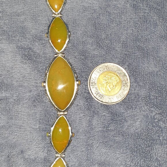 Bold Vintage Southwestern Hand Crafted Green Gaspeite 925 Silver BARSE Bracelet - Picture 15 of 17